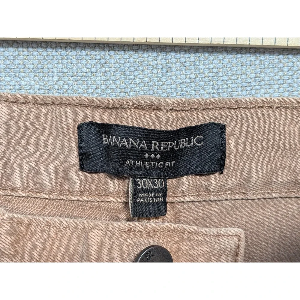 Banana Republic Mens 30x30 Athletic Fit Tan Brown Stretch Denim Jeans Pants